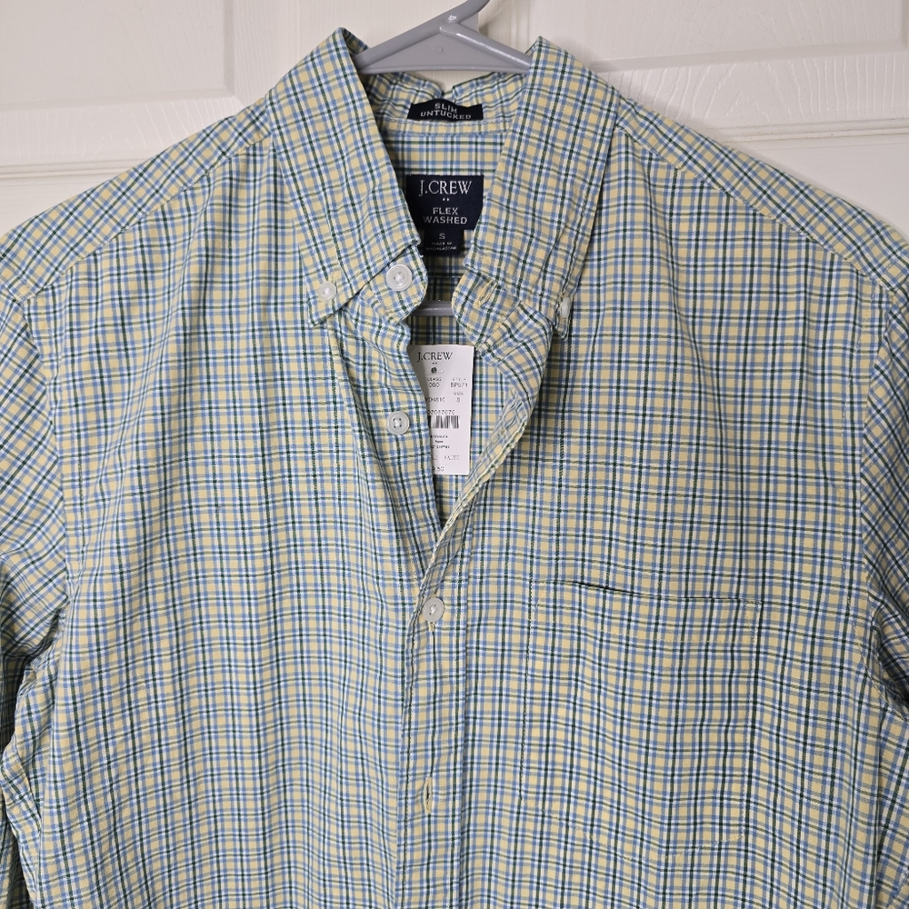 J. Crew Men's NWT Blue Yellow Plaid Button Front Long‎ Sleeve Shirt S